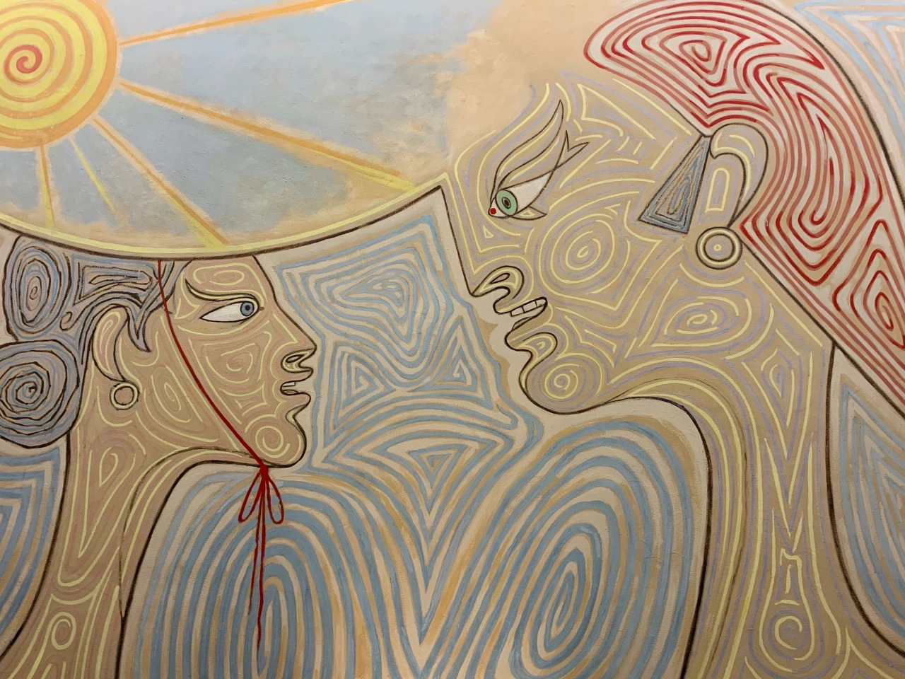 A mosaic designed by Jean Cocteau in the wedding room of Menton Town Hall
